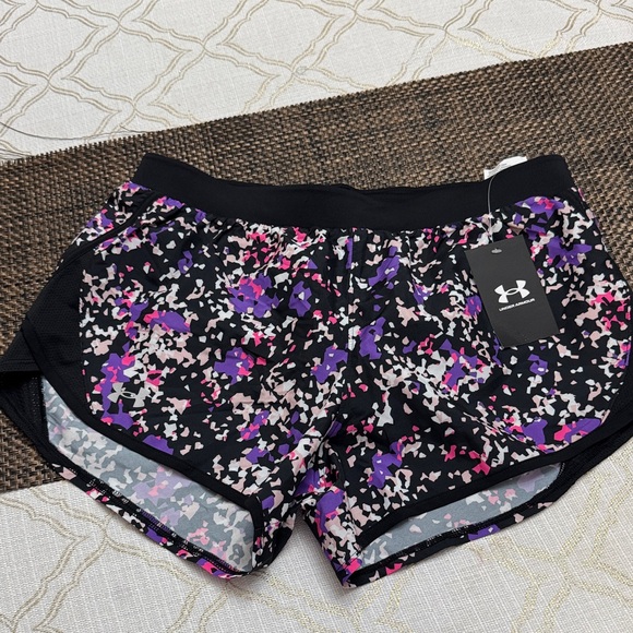 Under Armour Women's Athletic Shorts - Black and Purple Pattern - Picture 1 of 7